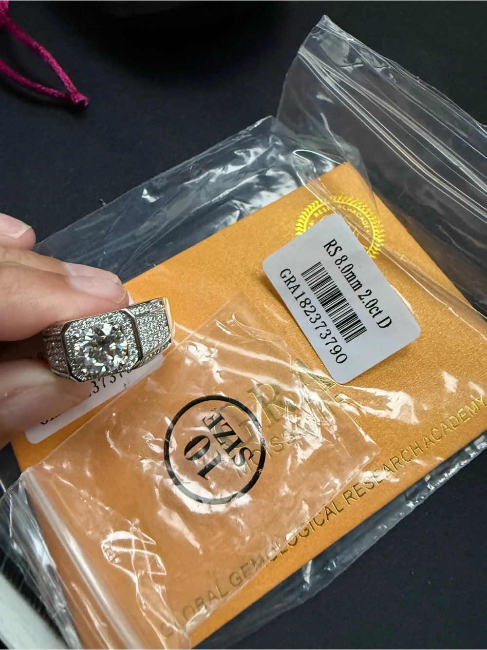 Men's Silver-Tone Pavé Ring with Center Stone